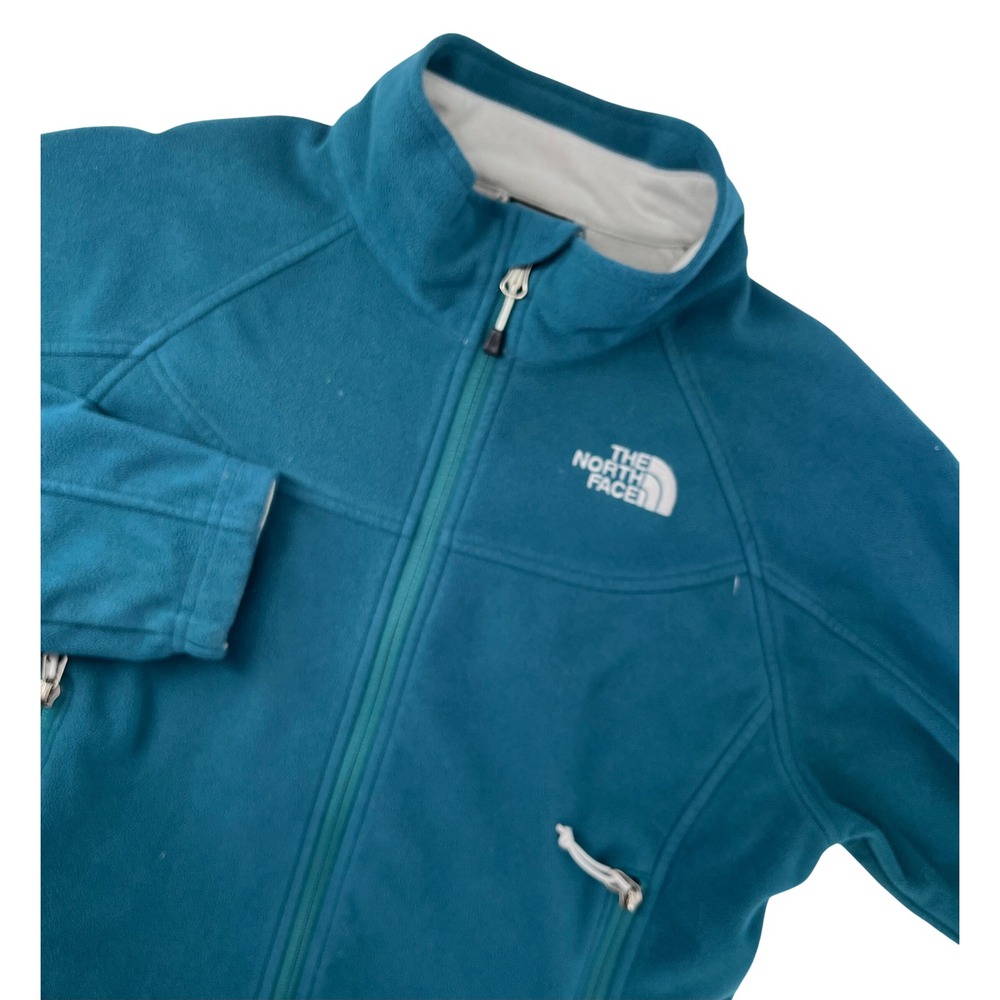 The North Face WindWall Fleece Jacket Teal Blue Full Zip Mock Neck Womens Medium